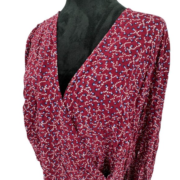 Talbots Tunic Top Womens Plus 2X Burgundy Wrap Shirt Floral Rayon‎ Cottagecore - Picture 1 of 7